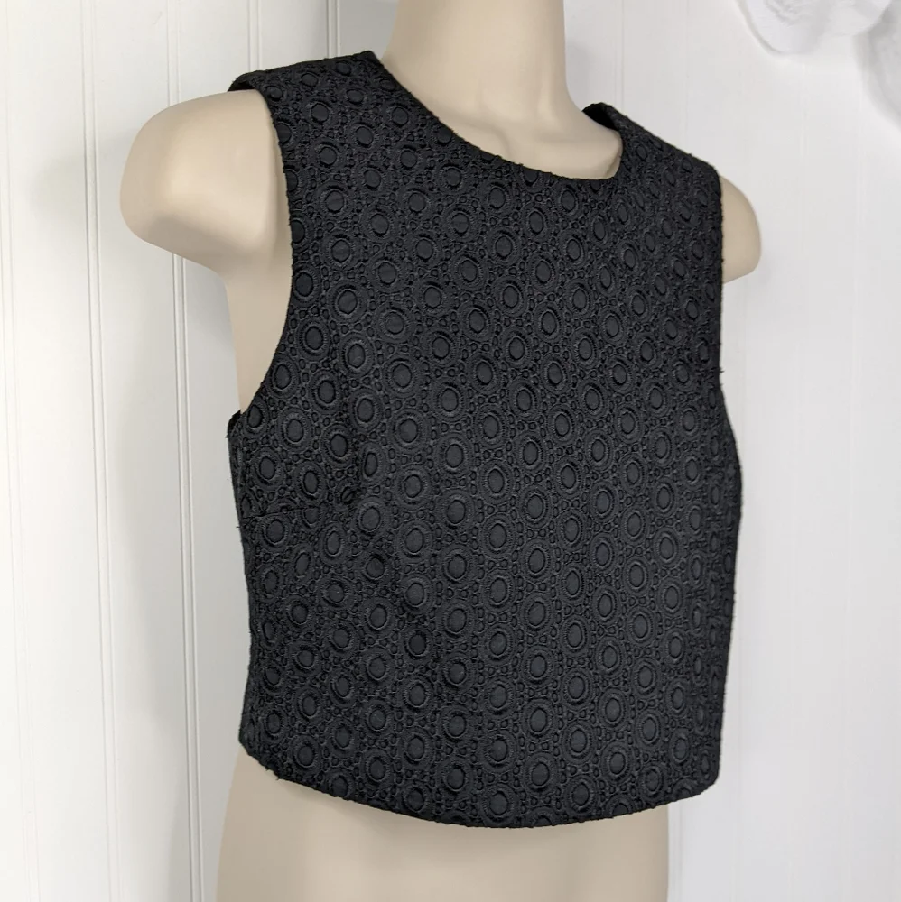 THEORY Yuranda Black Eyelet Tank Sz S - Picture 5 of 11